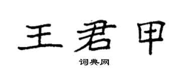 袁強王君甲楷書個性簽名怎么寫