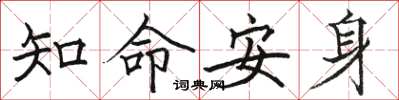駱恆光知命安身楷書怎么寫