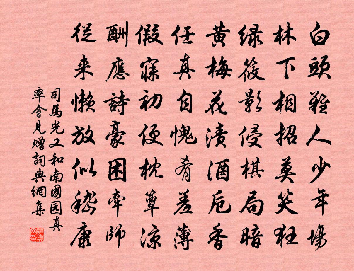 司馬光又和南國園真率會見贈書法作品欣賞