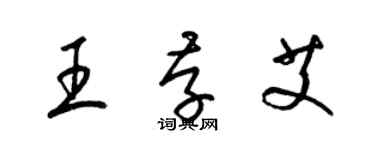 梁錦英王存艾草書個性簽名怎么寫