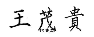 何伯昌王茂貴楷書個性簽名怎么寫