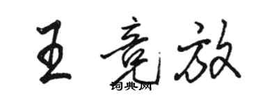 駱恆光王競放行書個性簽名怎么寫