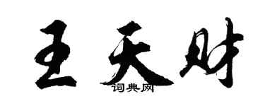 胡問遂王天財行書個性簽名怎么寫