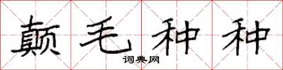 袁強顛毛種種楷書怎么寫
