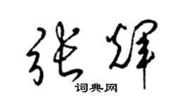 梁錦英張輝草書個性簽名怎么寫