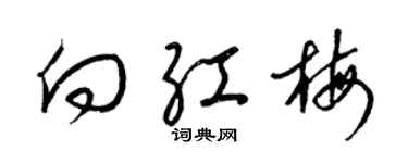 梁錦英向紅梅草書個性簽名怎么寫