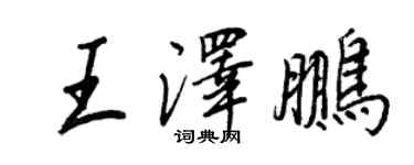 王正良王澤鵬行書個性簽名怎么寫