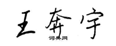 王正良王奔宇行書個性簽名怎么寫