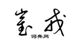 梁錦英崔戎草書個性簽名怎么寫