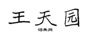 袁強王天園楷書個性簽名怎么寫