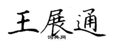 丁謙王展通楷書個性簽名怎么寫