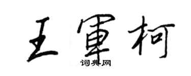 王正良王軍柯行書個性簽名怎么寫