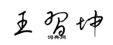 梁錦英王習坤草書個性簽名怎么寫