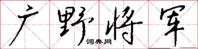 廣野將軍怎么寫好看