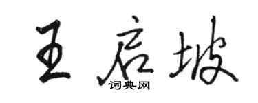 駱恆光王啟坡行書個性簽名怎么寫
