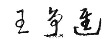 駱恆光王爭進草書個性簽名怎么寫