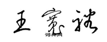 梁錦英王寬裕草書個性簽名怎么寫