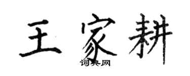何伯昌王家耕楷書個性簽名怎么寫