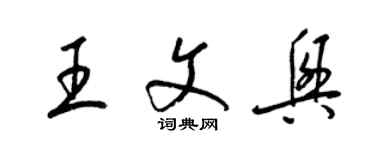 梁錦英王文興草書個性簽名怎么寫