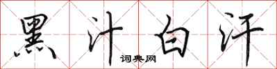 田英章黑汁白汗行書怎么寫