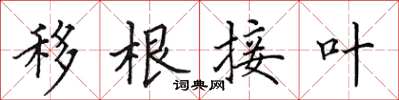 田英章移根接葉楷書怎么寫