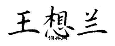 丁謙王想蘭楷書個性簽名怎么寫