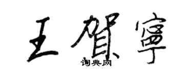 王正良王賀寧行書個性簽名怎么寫