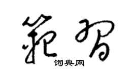 梁錦英范習草書個性簽名怎么寫