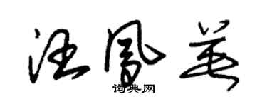 朱錫榮汪鳳英草書個性簽名怎么寫