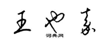 梁錦英王也嘉草書個性簽名怎么寫