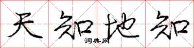 龐中華天知地知行書怎么寫