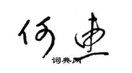 梁錦英何惠草書個性簽名怎么寫