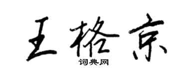 王正良王格京行書個性簽名怎么寫