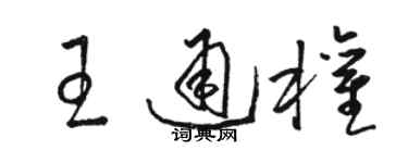 駱恆光王通權草書個性簽名怎么寫