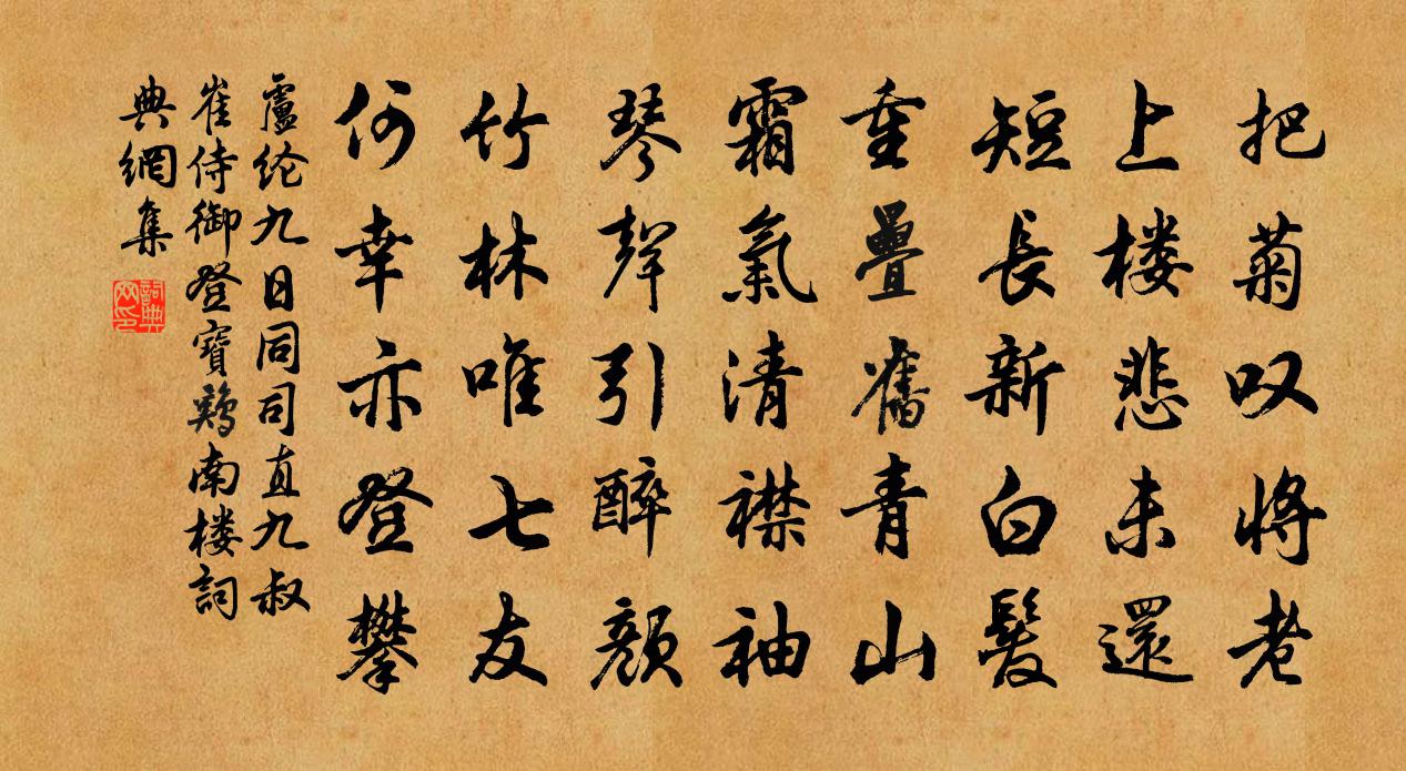 盧綸九日同司直九叔崔侍御登寶雞南樓書法作品欣賞