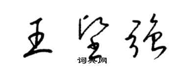 梁錦英王堅強草書個性簽名怎么寫