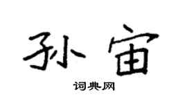 袁強孫宙楷書個性簽名怎么寫