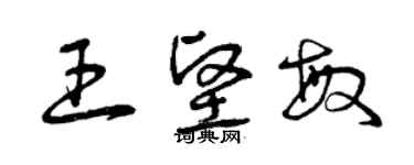 曾慶福王堅敏草書個性簽名怎么寫