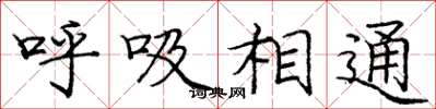 龐中華呼吸相通楷書怎么寫