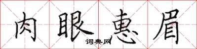 田英章肉眼惠眉楷書怎么寫