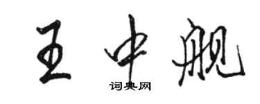 駱恆光王中艦行書個性簽名怎么寫