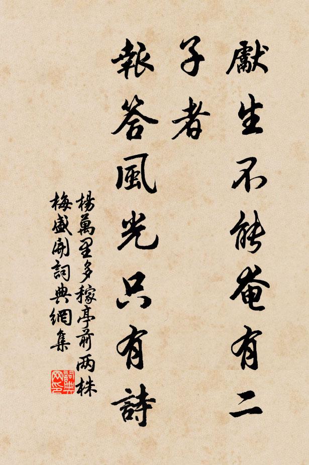 楊萬里先生不能奄有二子者,報答風光只有詩書法作品欣賞