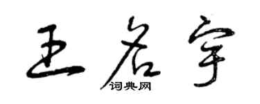 曾慶福王名宇草書個性簽名怎么寫
