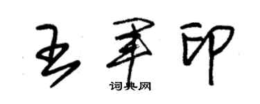 朱錫榮王軍印草書個性簽名怎么寫