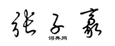 梁錦英張子豪草書個性簽名怎么寫
