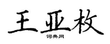 丁謙王亞枚楷書個性簽名怎么寫