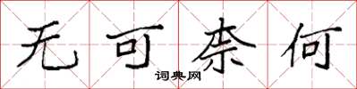 袁強無可柰何楷書怎么寫
