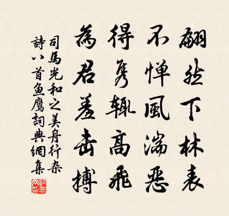 司馬光和之美舟行雜詩八首魚鷹書法作品欣賞