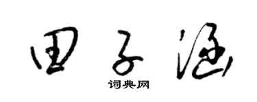 梁錦英田子涵草書個性簽名怎么寫