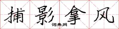 袁強捕影拿風楷書怎么寫